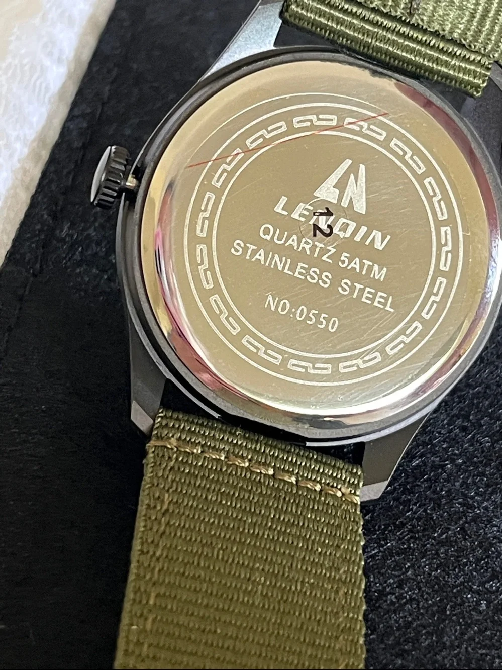 Men's Khaki Dial Quartz Watch with Green Nylon Strap